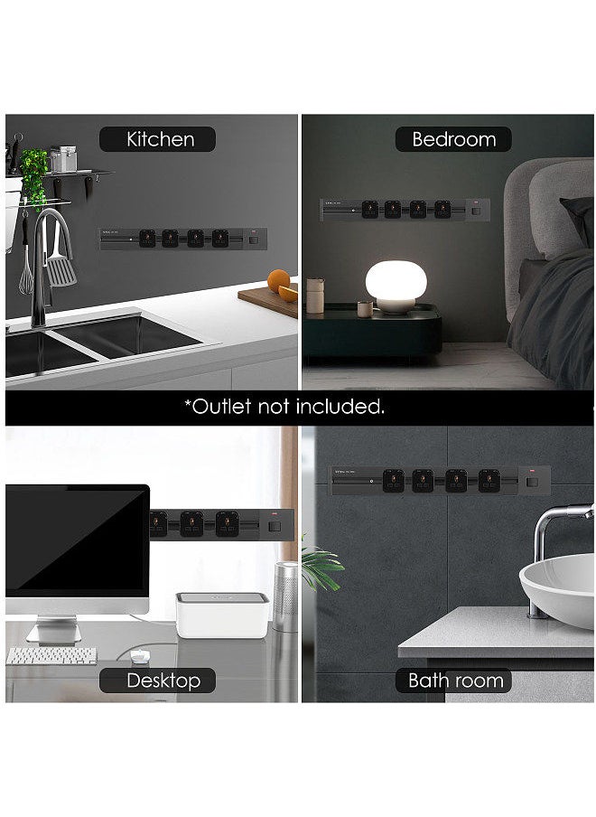 Generic - Electrical Outlet Track Wall Concealed Power Outlet Track 60cm Aluminum Alloy Kitchen Sockets Track Wall Outlet Extension Sliding Rail Works - Image 1