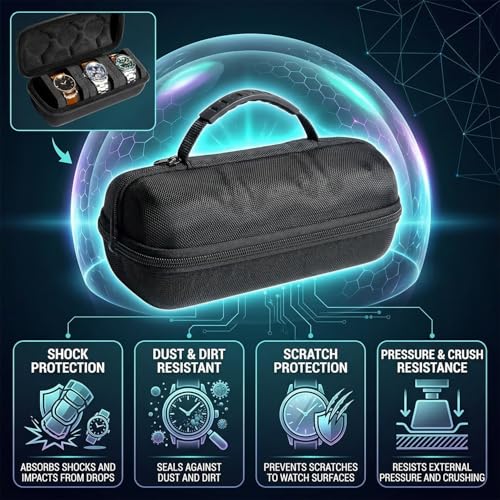BELLOX ENTERPRISE Bellox 3 Slot Watch Organizer Box for Men & Women | Travel Watch Storage Case with Soft Removable Pillows | Strong Fabric & Smooth Zipper Watch Holder for Home & Travel (Round Zipper) - Image 3