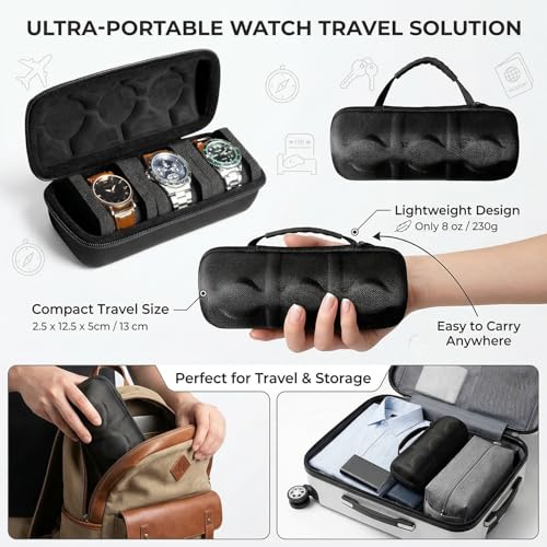 BELLOX ENTERPRISE Bellox 3 Slot Watch Organizer Box for Men & Women | Travel Watch Storage Case with Soft Removable Pillows | Strong Fabric & Smooth Zipper Watch Holder for Home & Travel (Round Zipper) - Image 5