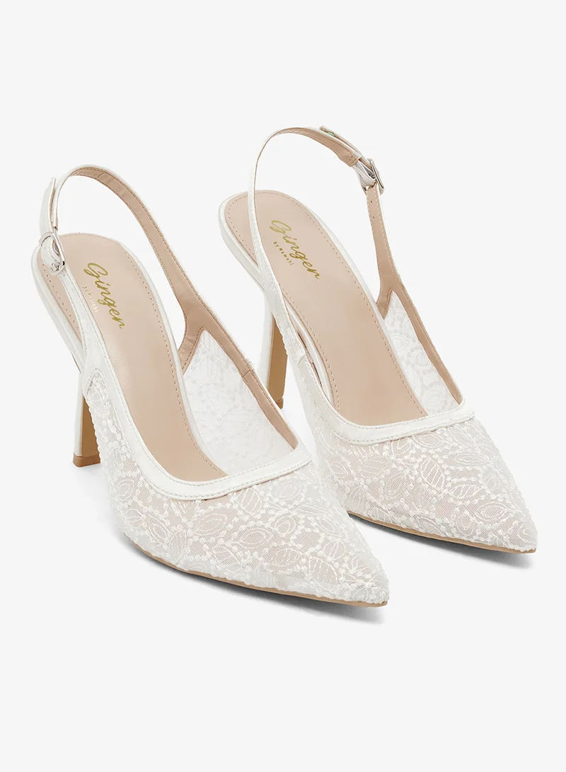 جينجر حذاء بكعب عالٍ شبكي بحزام خلفي