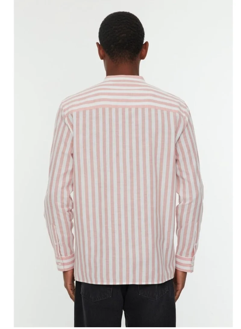 كوتون Mandarin Neck Striped Shirt