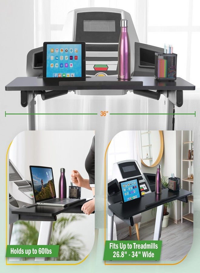 Wakeman Treadmill Desk Attachment - Universal Treadmill Laptop Holder Workstation Platform for Notebooks or Laptops with Tablet or Phone Holder and Cupholder, Fits Handlebars up to 34” Wide by Wakeman (Black) - Image 2