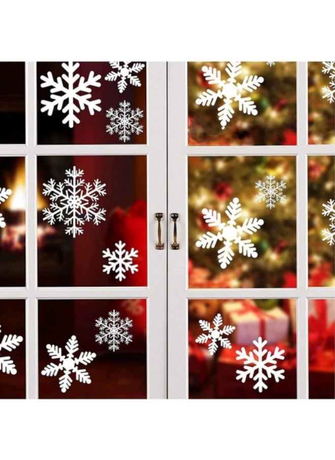 8sheets/162Pcs Snowflakes Window Stickers, Reusable Snowflakes White Snow Flakes Static Clings Murals