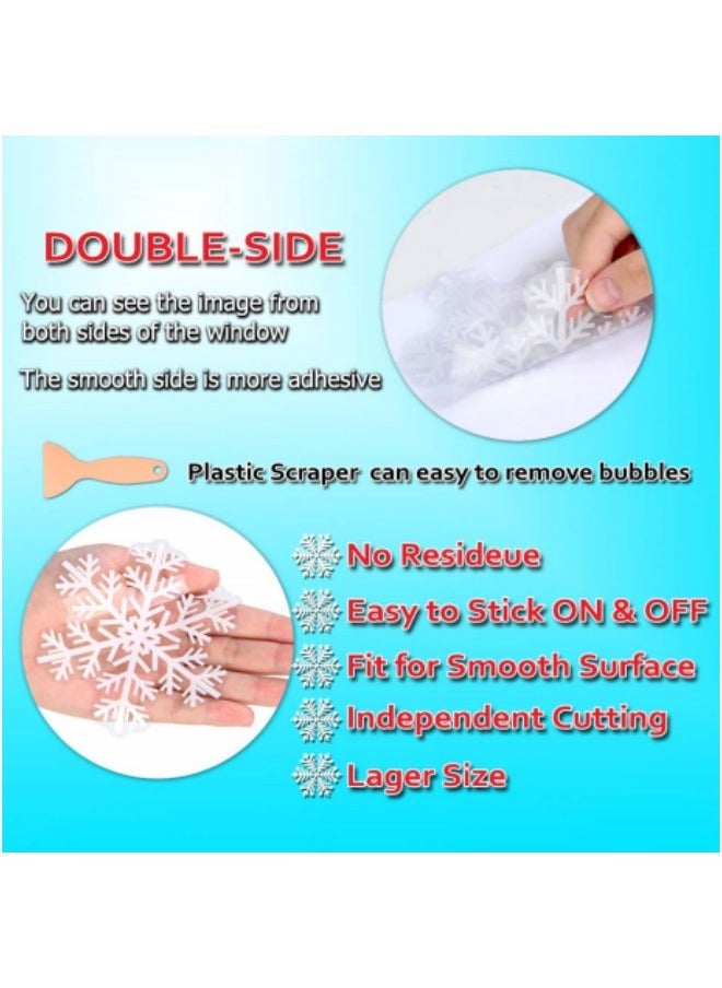 8sheets/162Pcs Snowflakes Window Stickers, Reusable Snowflakes White Snow Flakes Static Clings Murals