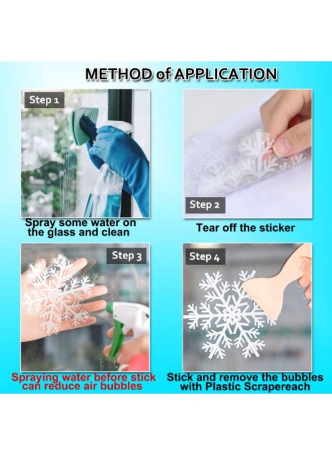8sheets/162Pcs Snowflakes Window Stickers, Reusable Snowflakes White Snow Flakes Static Clings Murals