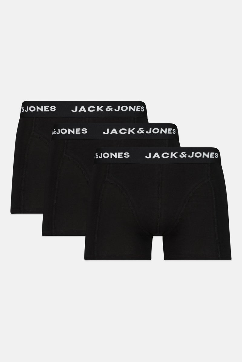 Jack Jones Men 3 Pack Brand Logo Trunks, Black  - Image 1