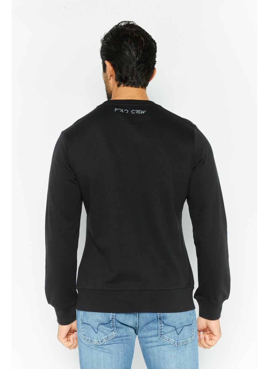 La Martina Men Crew Neck Long Sleeves Brand Logo Sweatshirt, Black  - Image 4