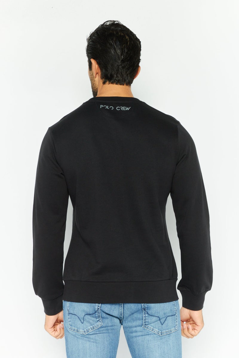 La Martina Men Crew Neck Long Sleeves Brand Logo Sweatshirt, Black - Image 4