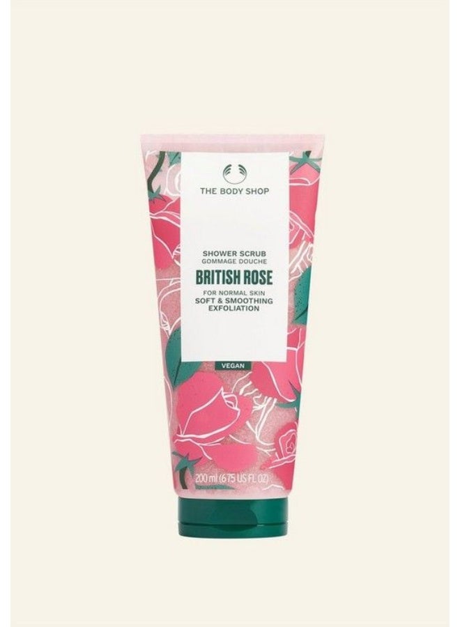 THE BODY SHOP British Rose Shower Scrub – Exfoliating Body Scrub for Softer, Smoother Skin with Rosy Glow, Vegan, 95% Natural Origin Ingredients, 200ml - Image 1