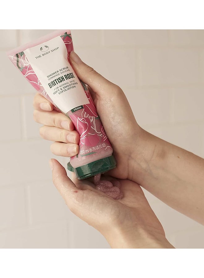THE BODY SHOP British Rose Shower Scrub – Exfoliating Body Scrub for Softer, Smoother Skin with Rosy Glow, Vegan, 95% Natural Origin Ingredients, 200ml - Image 3