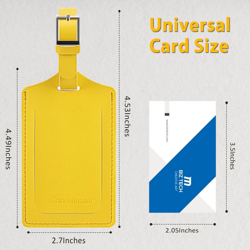 Travelambo Travelambo 8 Pack Luggage Tags Faux Leather for Suitcases Travel Bag Labels with Protection Cover ID (Yellow)  - Image 2