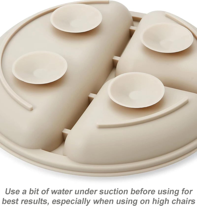 PandaEar Silicone Baby Feeding Set| 2 Pack Silicone Divided Suction Plate and 2 Pack Tiny Cup with 2 Spoons 2 Forks| Baby Led Weaning Supplies Self Feeding Eating Utensils (Light Tan/Walnut) - Image 5