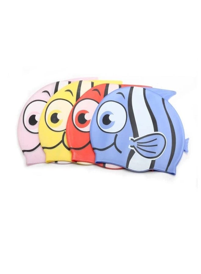 El Regalo 4 PCs Cartoon Fish Swimming Caps Combo for Kids/Girls/Boys/Teens (4-16 Years Age Group)- Silicone Waterproof Stretchy Swimming Caps for Girls Boys for Long & Short Hair - Image 2