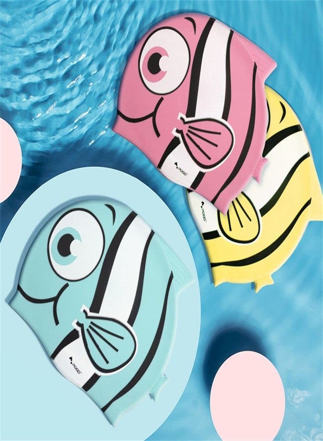 El Regalo 4 PCs Cartoon Fish Swimming Caps Combo for Kids/Girls/Boys/Teens (4-16 Years Age Group)- Silicone Waterproof Stretchy Swimming Caps for Girls Boys for Long & Short Hair - Image 5