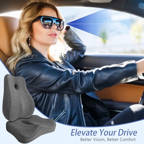 JIPORIER Seat Cushion & Lumbar Support Pillow Set for Office Chair, Ergonomic Pillow for Sciatica Pain Relief, Memory Foam Back Support Pillow & Chair Cushion for Car seat, Desk Chair (Grey) - Image 3