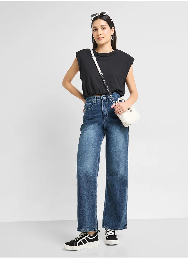 Ginger Mid Rise Wide Leg Jeans