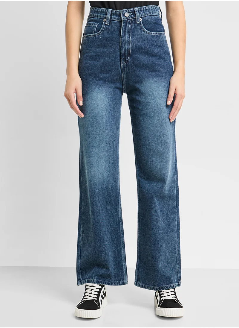 Ginger Mid Rise Wide Leg Jeans