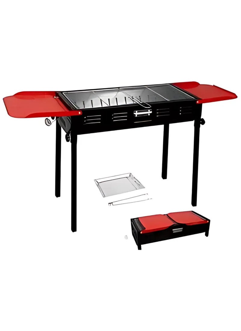 VIO Barbecue Grill Stainless Steel Foldable Charcoal Grill Durable Shish Kebab BBQ Smoker for Outdoor Cooking Picnic Party Patio Backyard Camping Household Cooking Ramadan Get Together Barbecue with Removable Legs 110 X 67 X 30.5 CM  - Image 1