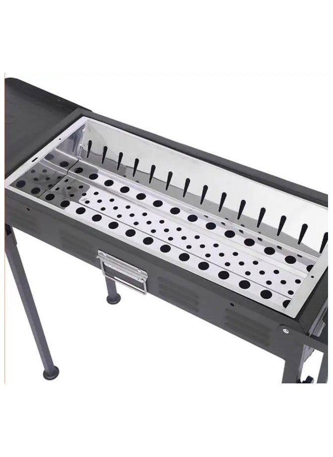 VIO Barbecue Grill Stainless Steel Foldable Charcoal Grill Durable Shish Kebab BBQ Smoker for Outdoor Cooking Picnic Party Patio Backyard Camping Household Cooking Ramadan Get Together Barbecue with Removable Legs 110 X 67 X 30.5 CM  - Image 3