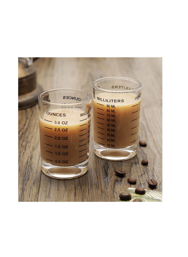 NIBEMINENT Shot Glass Measuring Cup 3 Ounce90ML Liquid Heavy High Espresso Black Line  - Image 3