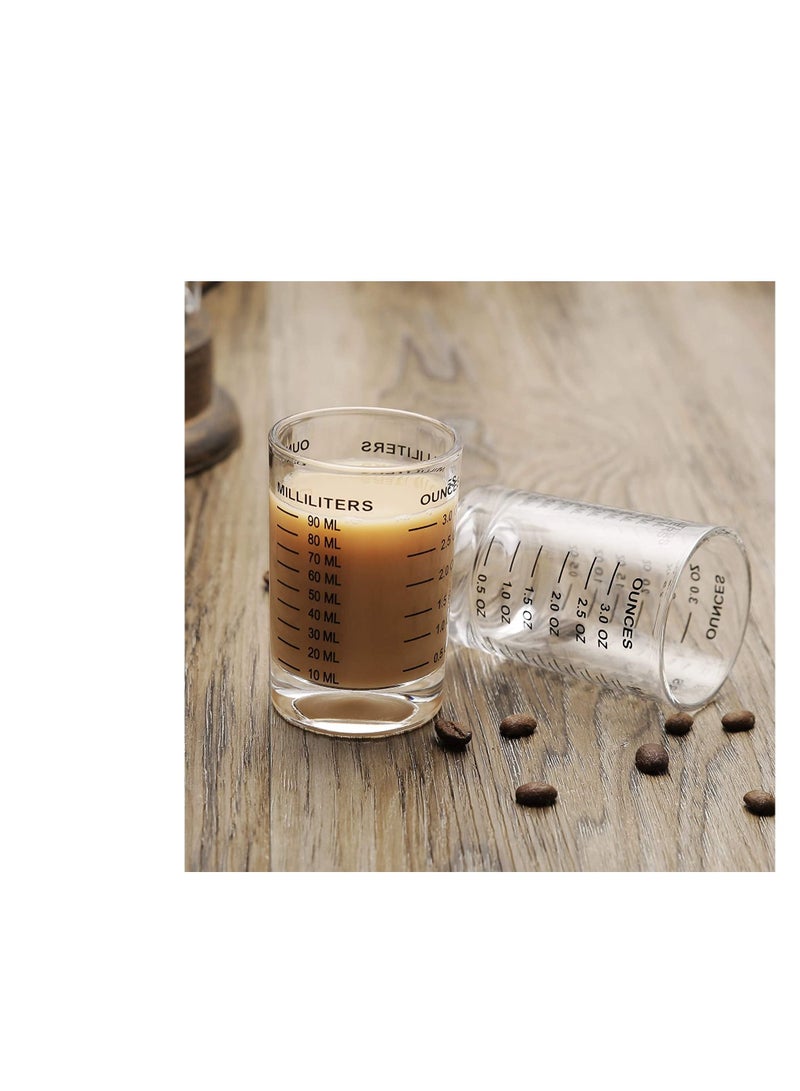 NIBEMINENT Shot Glass Measuring Cup 3 Ounce90ML Liquid Heavy High Espresso Black Line  - Image 4