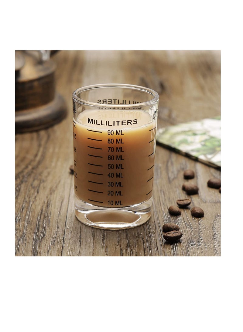 NIBEMINENT Shot Glass Measuring Cup 3 Ounce90ML Liquid Heavy High Espresso Black Line  - Image 2