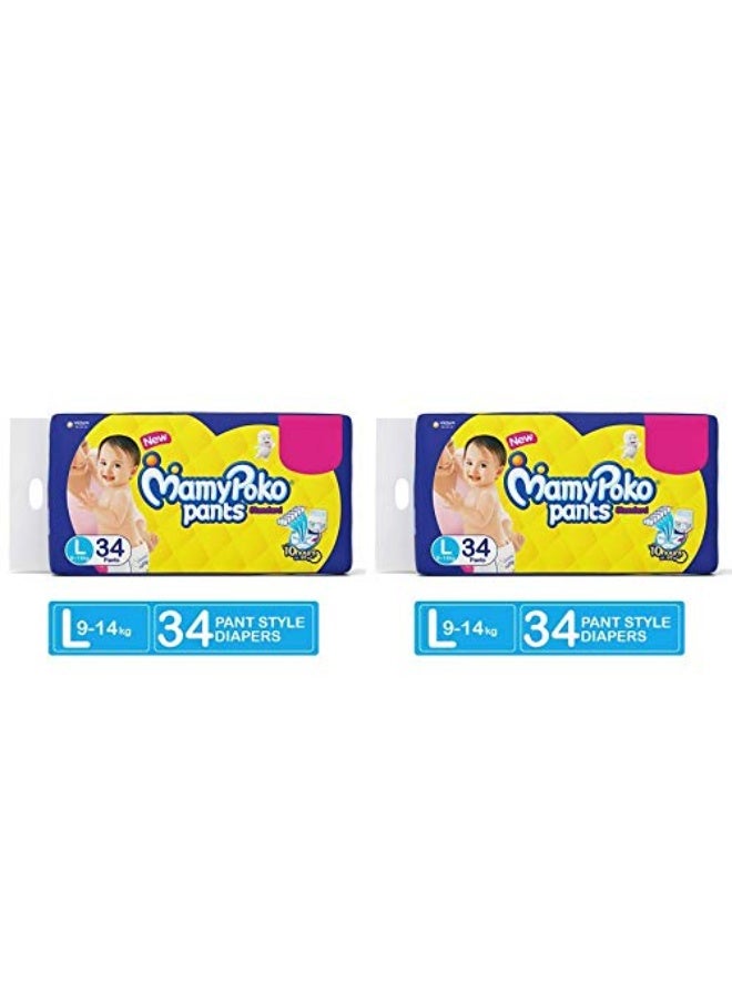 MamyPoko Pants Extra Absorb Diaper Pack of 2 (Large(34pants))