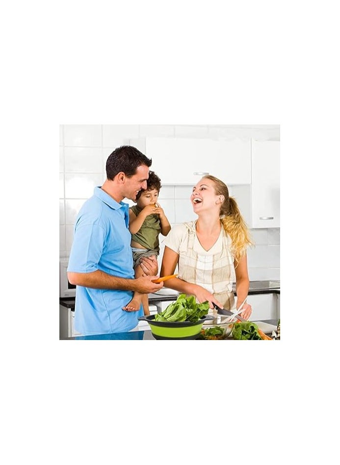 MIRFA Food-Grade Silicone Round Collapsible Colander Kitchen Strainer (2Pcs - Green)  - Image 4