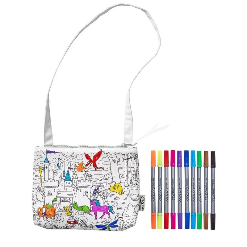 eatsleepdoodle DIY Coloring Fairy Tale Crossbody Bag for Kids with Washable Markers Reusable Colorable Bag for Girls Boys Creative Arts Crafts Activity Fun Gift for Travel School - Image 2
