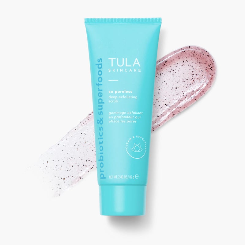 TULA Skin Care So Poreless Exfoliating Blackhead Scrub - Powerful and Gentle Exfoliation, Refreshing and Smoothing, Contains Probiotic Extracts, Volcanic Sand, Pink Salt, and Witch Hazel, 2.89 oz. - Image 3