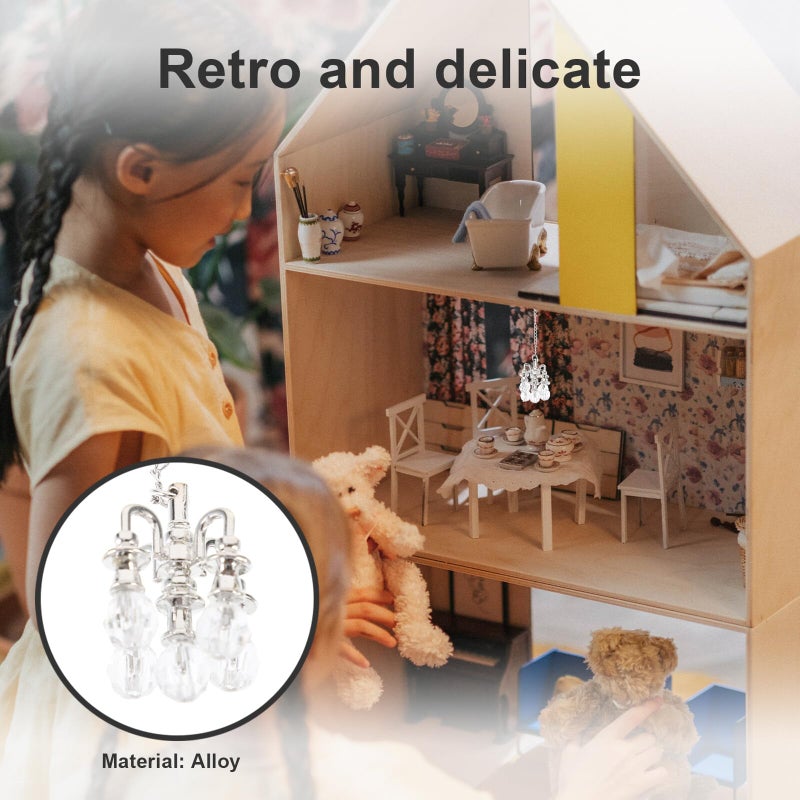 Miniature Silver Crystal Chandelier Ceiling Lamp For Dollhouse Decor Miniature Model Lighting - Image 5