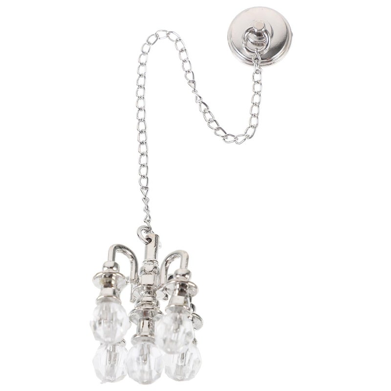 Miniature Silver Crystal Chandelier Ceiling Lamp For Dollhouse Decor Miniature Model Lighting - Image 2