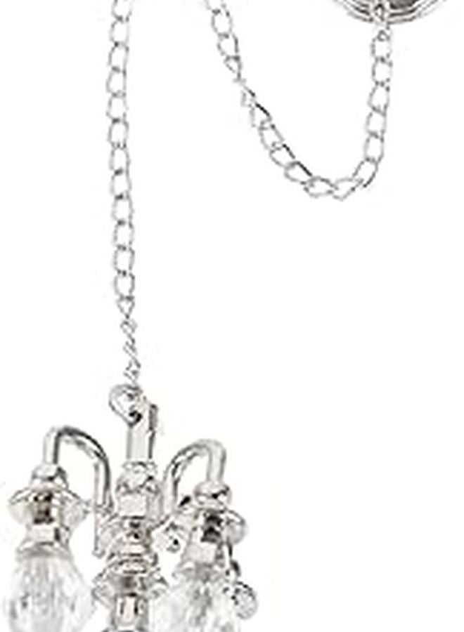 Miniature Silver Crystal Chandelier Ceiling Lamp For Dollhouse Decor Miniature Model Lighting - Image 1