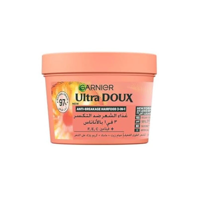 Garnier Ultra Doux Hair Food Anti-Breakage Pineapple 3-in-1 Hair Mask For Long Fragile Hair - Image 1
