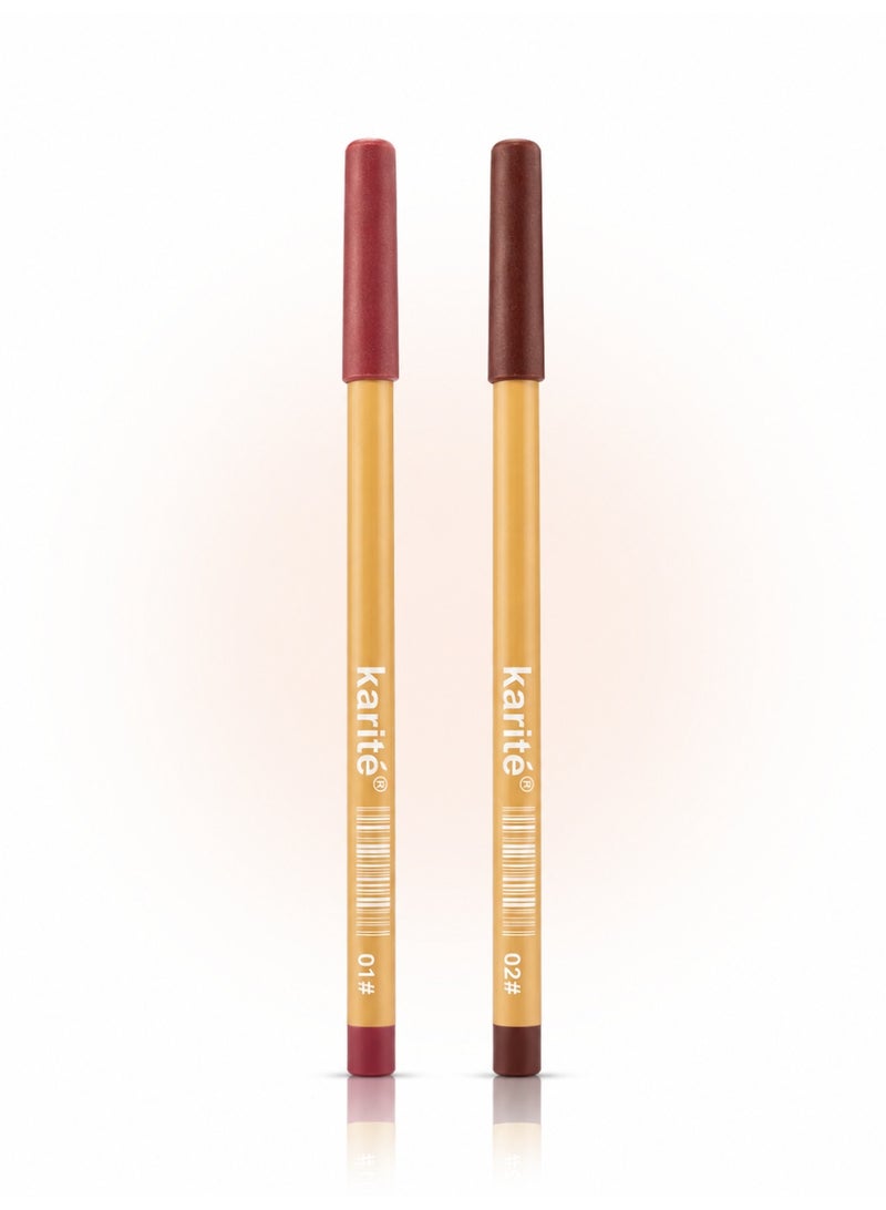 KARITE Signature Lip Pencil - Shades 01 & 02 - Matte Lip Liner Pencil - Bundle - 2g Pc - Image 1