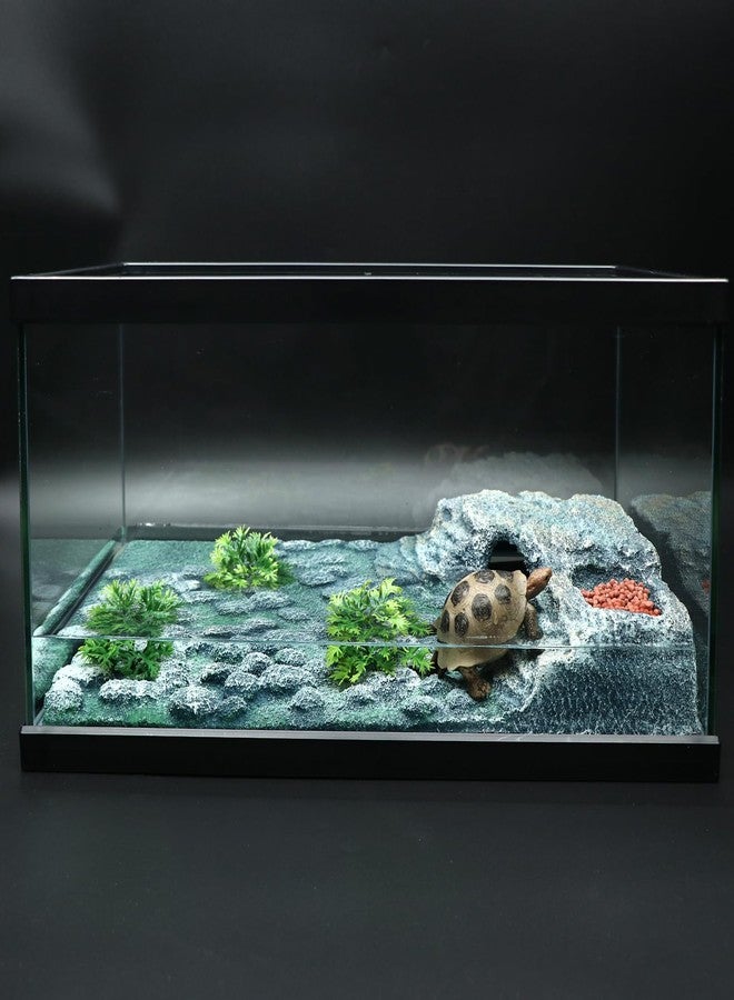 AQUA KT Turtle Ramp Climbing Basking Platform, Tortoise Dock and Hideout, Turtle Food Bowl, Terrarium Plant, in Complete Terrarium Aquatic Decoration Kit, Pack of 1 - Image 3