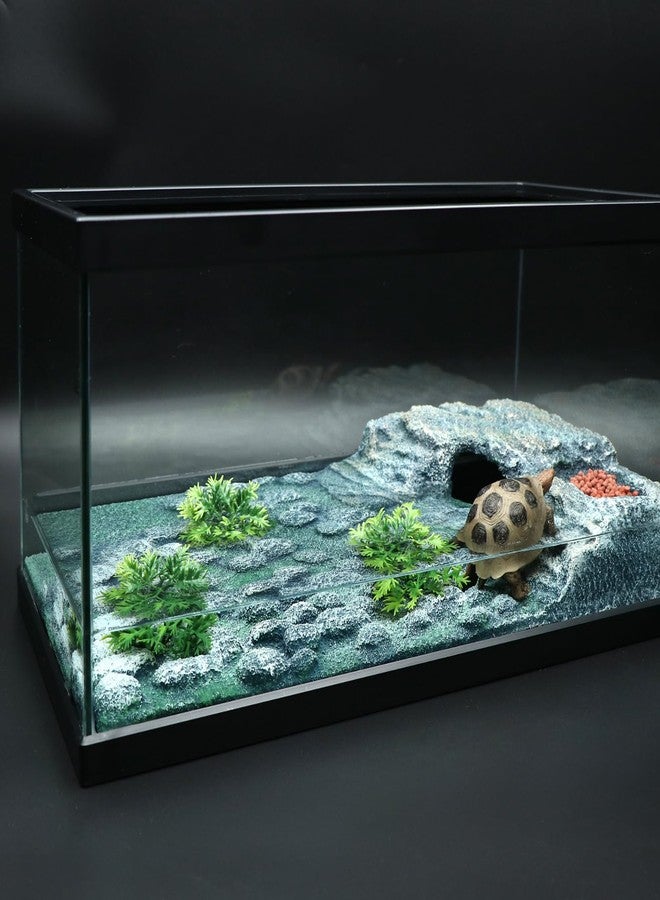 AQUA KT Turtle Ramp Climbing Basking Platform, Tortoise Dock and Hideout, Turtle Food Bowl, Terrarium Plant, in Complete Terrarium Aquatic Decoration Kit, Pack of 1 - Image 2