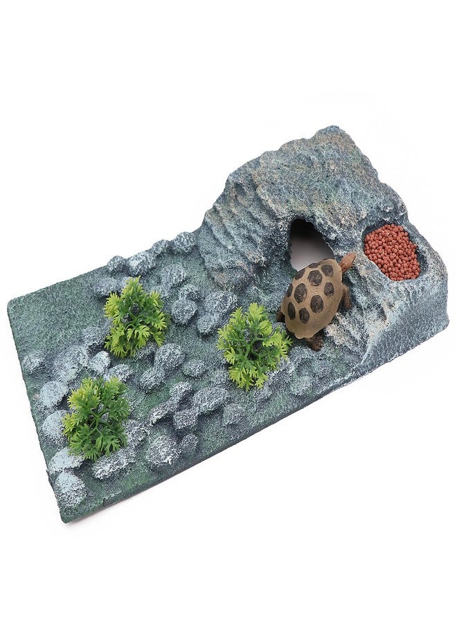 AQUA KT Turtle Ramp Climbing Basking Platform, Tortoise Dock and Hideout, Turtle Food Bowl, Terrarium Plant, in Complete Terrarium Aquatic Decoration Kit, Pack of 1 - Image 5