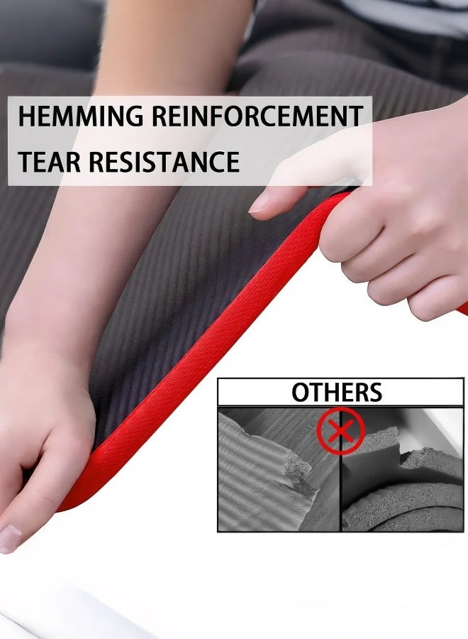 اسم المحتوى ناريلا سجادة يوجا غير قابلة للانزلاق وصديقة للبيئة من مادة NBR متعددة الأغراض بسمك 10 مم، سجادة تمارين عالية الكثافة مضادة للتمزق مع حزام حمل لليوجا والبيلاتس والجمباز - 183 سم × 80 سم × 1 سم - Image 2