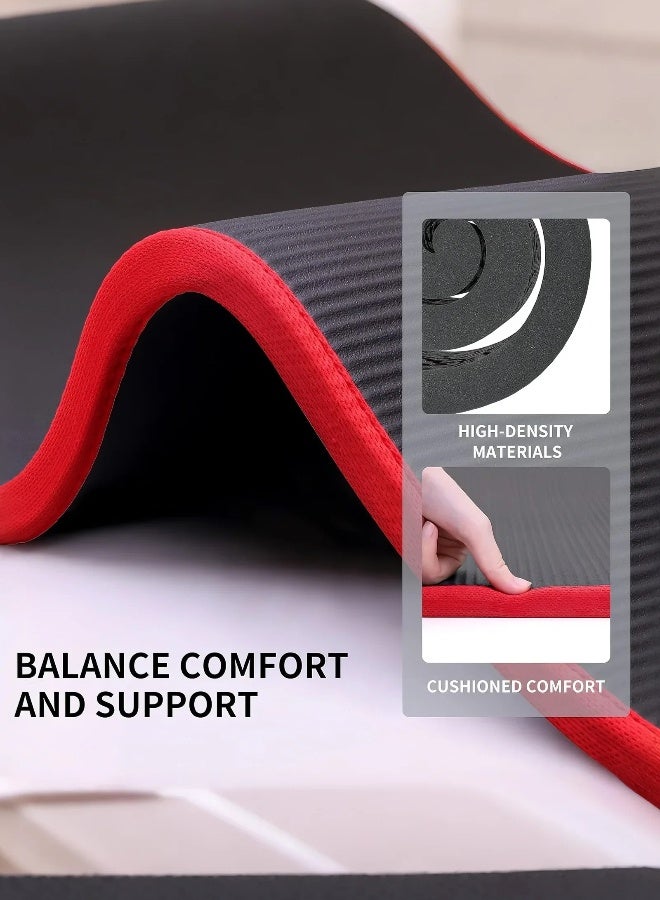 اسم المحتوى ناريلا سجادة يوجا غير قابلة للانزلاق وصديقة للبيئة من مادة NBR متعددة الأغراض بسمك 10 مم، سجادة تمارين عالية الكثافة مضادة للتمزق مع حزام حمل لليوجا والبيلاتس والجمباز - 183 سم × 80 سم × 1 سم - Image 4