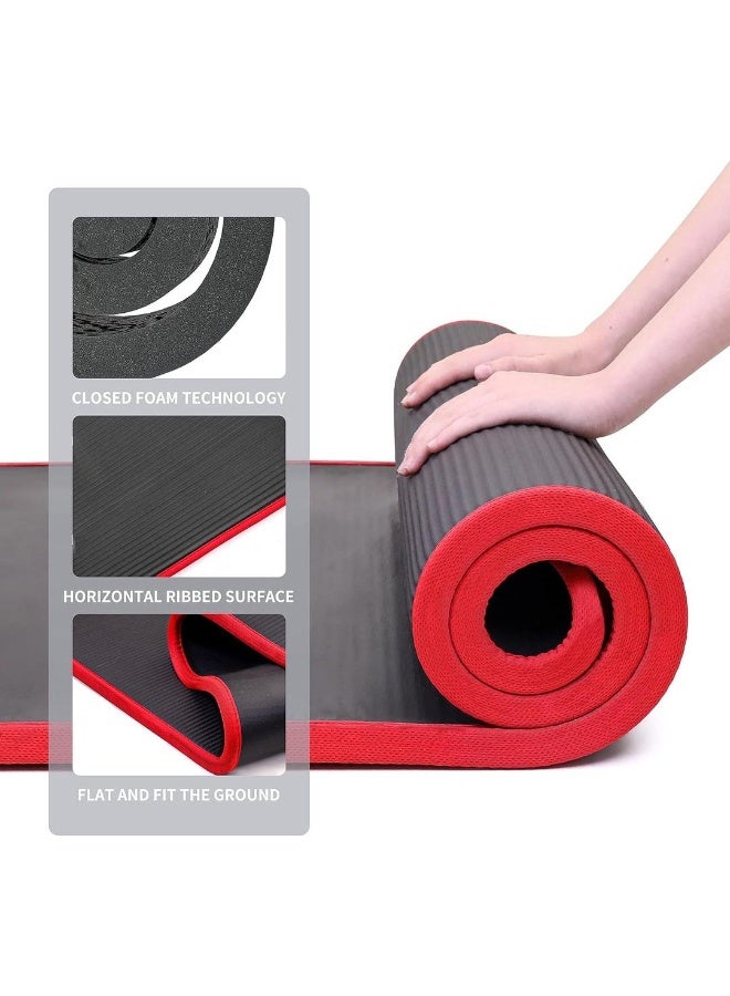 اسم المحتوى ناريلا سجادة يوجا غير قابلة للانزلاق وصديقة للبيئة من مادة NBR متعددة الأغراض بسمك 10 مم، سجادة تمارين عالية الكثافة مضادة للتمزق مع حزام حمل لليوجا والبيلاتس والجمباز - 183 سم × 80 سم × 1 سم - Image 3