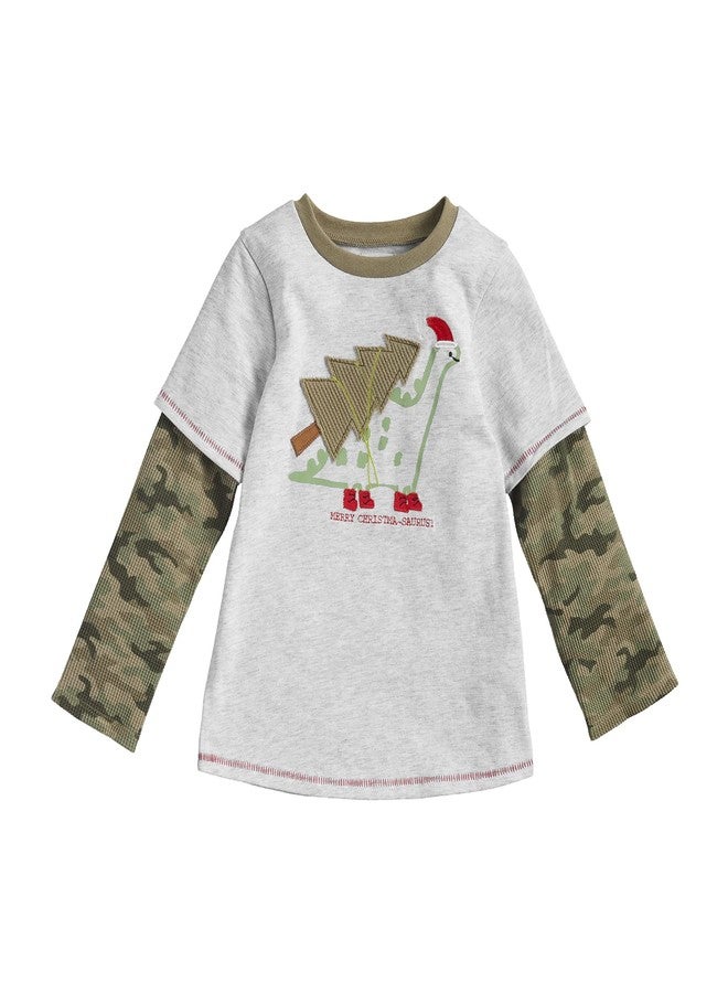Mud Pie Dino Camo Christmas Tee - Image 1