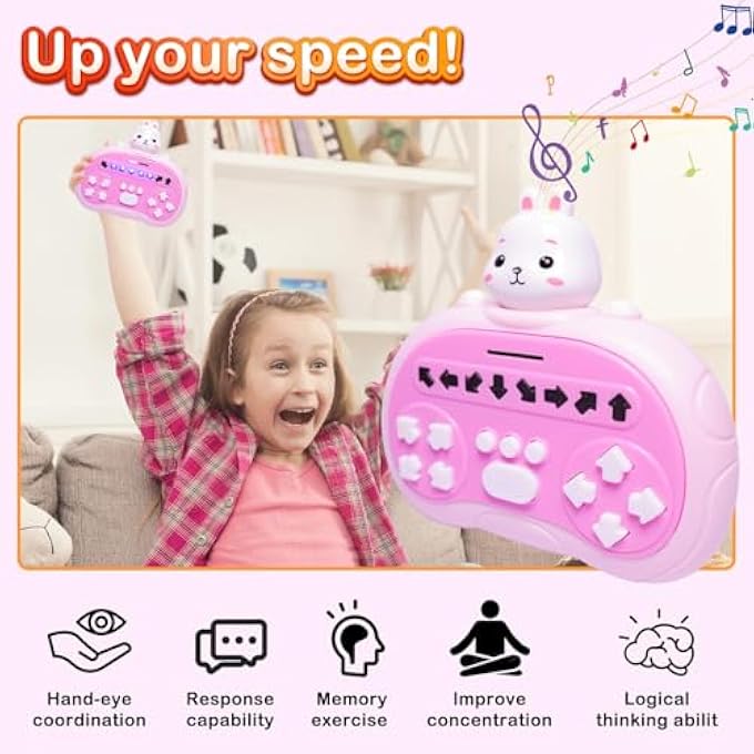 HAND-HELD RHYTHM MASTER DANCE MACHINE EDUCATIONAL TOYS FOR 3-12 KIDS, PUSH GAME FOR ADULTS, NEW STRESS RELIEF TOYS ADULTS, KIDS' HANDHELD GAMES, BIRTHDAY GIFTS FOR BOYS GIRLS AGES 3+ (RABBIT) - Image 4