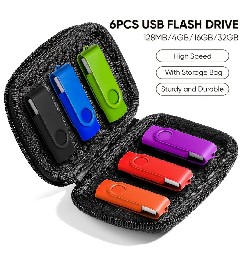 حزمة محرك أقراص فلاش USB مكونة من 6 قطع سعة 4 جيجابايت لعصي التخزين المحمولة لنقل البيانات - Image 1