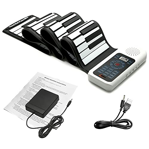 Lujex Roll Up Piano, Portable Silicone Keyboard Perfect for Beginners, Safe Material, Headphone Jack for Quiet Practice, 16 Tones & Record Function, Foldable for Travel (Black) (Black-88Keys) - Image 4