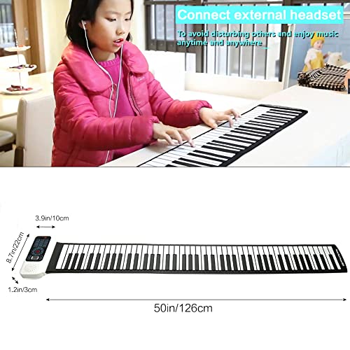 Lujex Roll Up Piano, Portable Silicone Keyboard Perfect for Beginners, Safe Material, Headphone Jack for Quiet Practice, 16 Tones & Record Function, Foldable for Travel (Black) (Black-88Keys) - Image 3