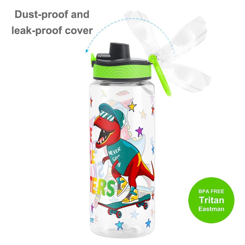 Home Tune Cute Water Bottle for School Kids Girls  BPA FREE Tritan & Leak Proof & Easy Clean & Carry Handle  23oz/ 680ml (Skateboarding) - Image 3