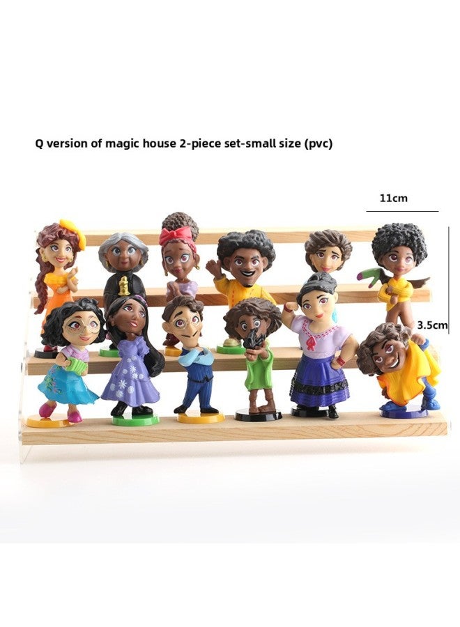 Handmade Small Size Q Edition Magic Full House Animation Doll Surrounding Cartoon Car Ornaments Model Cake Decoration-Color:Q Version Of Magic House 12-piece Set-small Size (pvc)  - Image 1