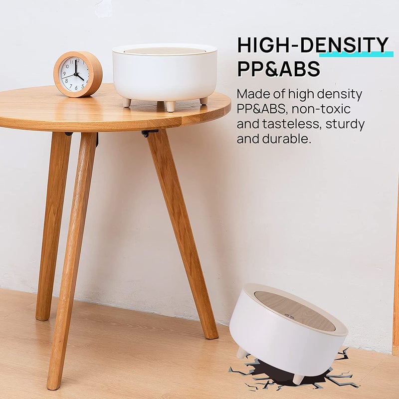 LEVGRY Desktop Mini Plastic Waste Garbage Can with Lid Countertop Trash Bin Table Waste Paper Basket Round Small Trash Can for Office Bathroom Children Bedroom - Image 2