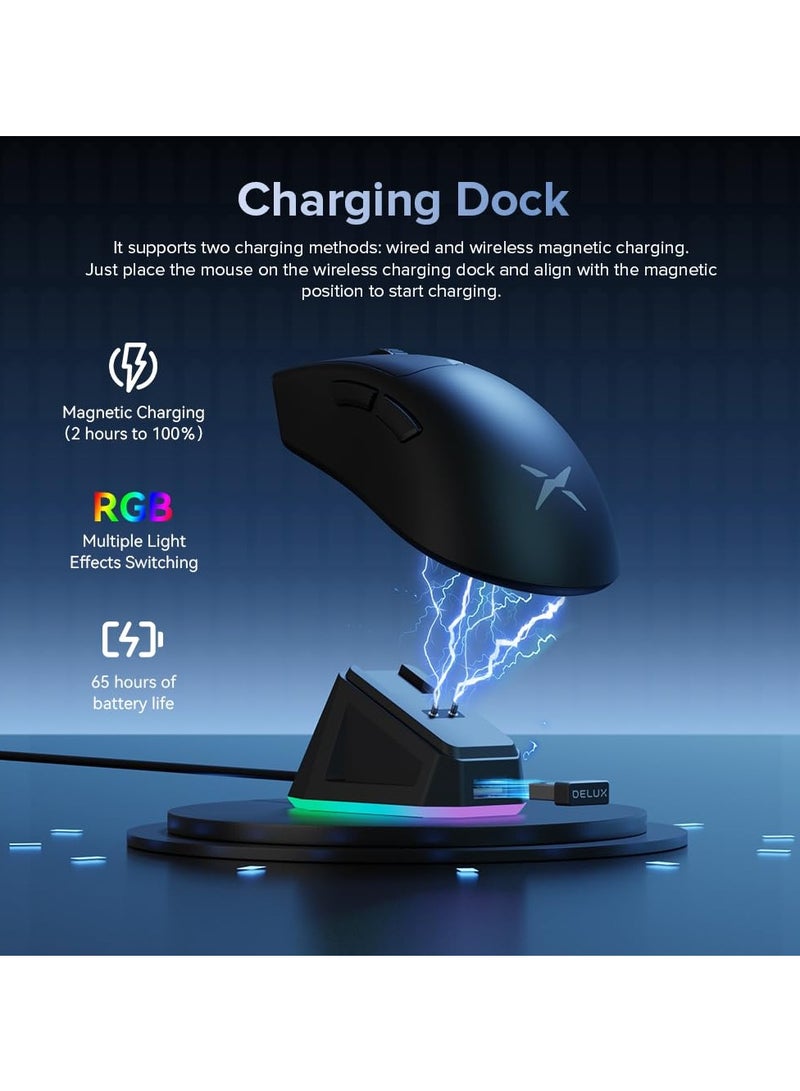 ديلوكس ماوس الألعاب اللاسلكي ثنائي الوضع DELUX M900PRO مع أزرار قابلة للبرمجة لأجهزة الكمبيوتر المحمولة - Image 2